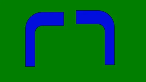 Inverted Blue "L" Shapes form Goal Post Symbol (Looping):  Green Screen + Matte Video stock 125716463