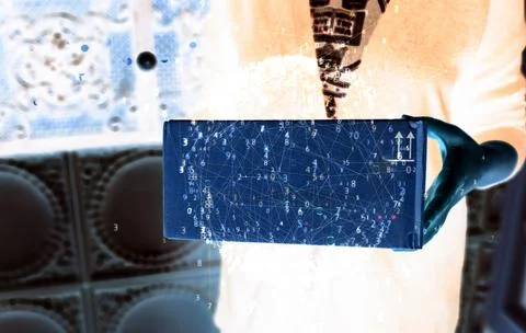 Inverted Box with Digital Data Network Overlay Stock-Illustration