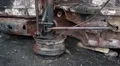 Inverted burnt car HD Footage