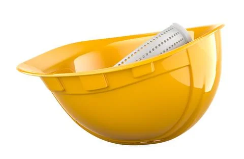 Inverted Construction Orange hard hat. 3D rendering Stock Illustration