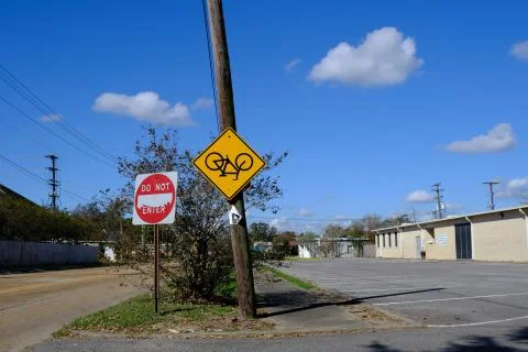 Inverted Cycle Sign Upside Down Bicycle Sign Stock Photos