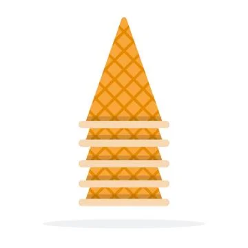 Inverted empty wafer cones for ice cream vector flat isolated Stock Illustration