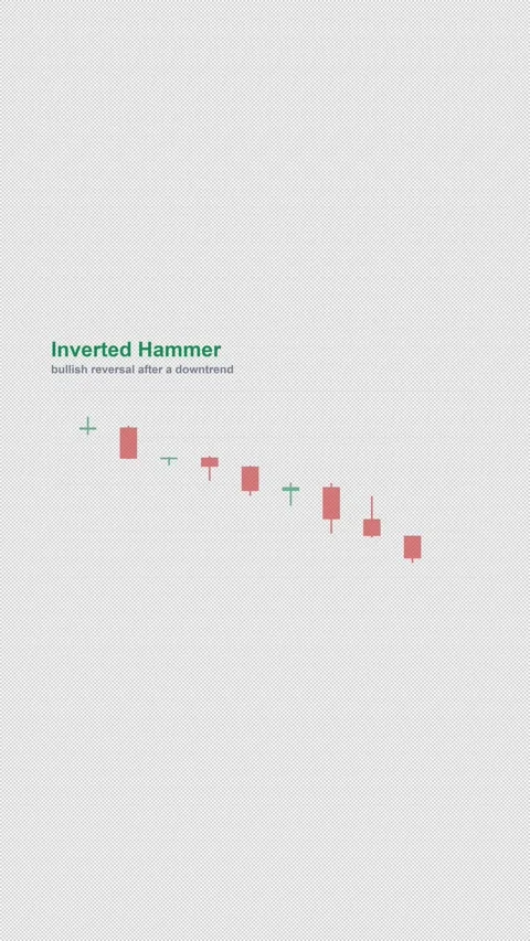 Inverted Hammer Labeled Candlestick Pattern Chart Alpha 4K Vertical 9x16 Light 動画素材 339507503