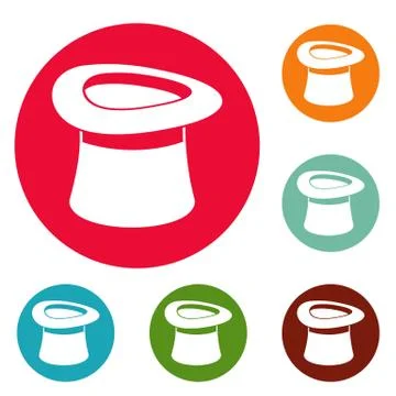 Inverted hat icons circle set vector Stock Illustration