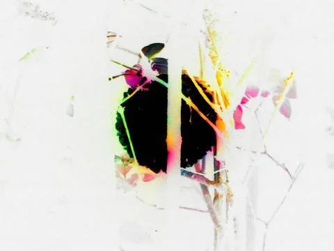 Inverted image - Light performance art in nature: orb of blinding light hanging Stock Photos