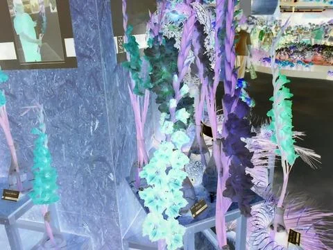 Inverted image - Multiple various varieties of gladiola flowers with different Stock Photos