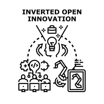 Inverted open innovation concept driving new technology project Stock Illustration