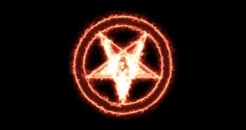 Inverted Pentagram in a circle burning. Loop Stock Footage 228946333