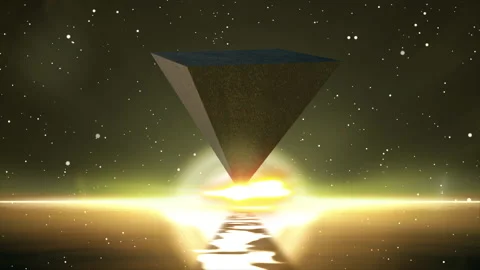 An inverted pyramid hovers in the sky 스톡 동영상 232964400