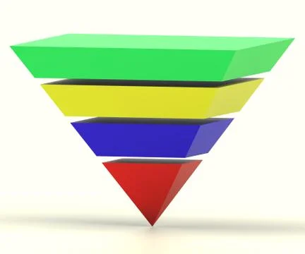 Inverted pyramid with segments shows hierarchy or progress Stockillustratie