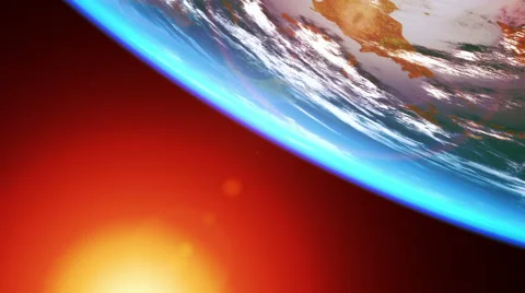 Inverted sunset, view from space. 3D animation. Stockbeeldmateriaal 65028927