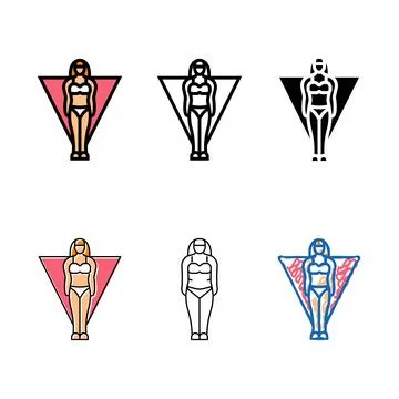 Inverted triangle female body type color icon simplified vector Stock Illustration