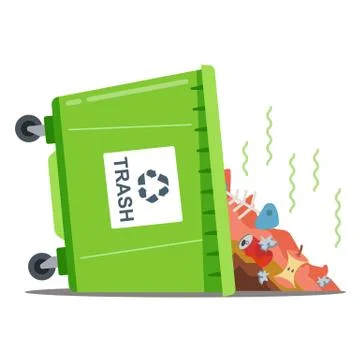Inverted waste bin with stinking waste. Stock Illustration