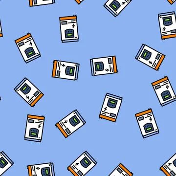 Inverter solar panel vector seamless pattern Ilustración de archivo