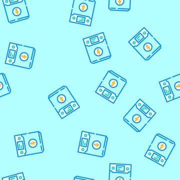 Inverter solar panel vector seamless pattern Stock Illustration