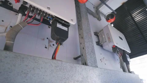Inverters and electrical components powering a factory in Karachi Stock Footage 299631316
