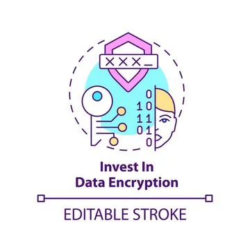 Invest in data encryption concept icon Stock Illustration