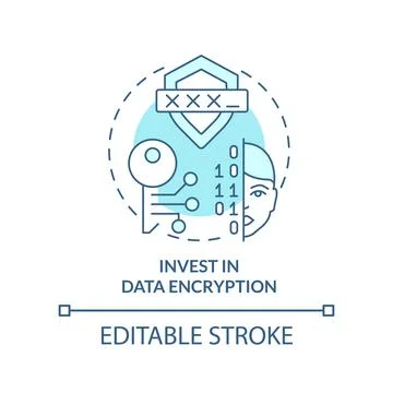 Invest in data encryption turquoise concept icon Illustrazione stock