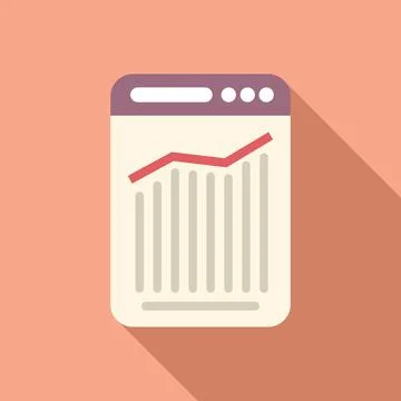 Invest graph icon flat vector. House rent Ilustración de archivo