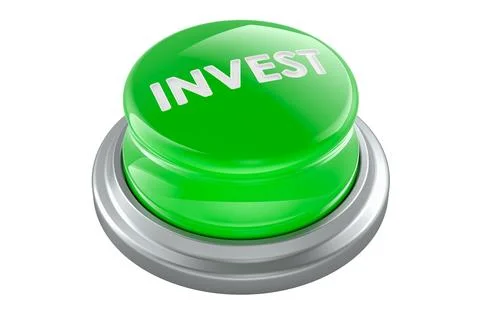 Invest Green Button, 3D rendering Stock Illustration