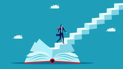 Invest in knowledge. Knowledge creates success. businessman on a book with st Stock Illustration