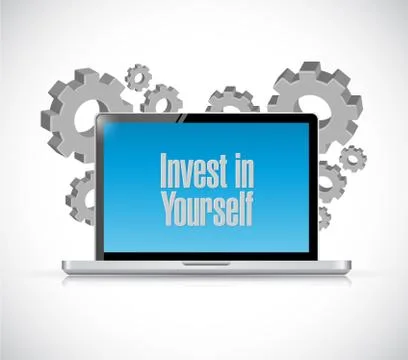 Invest in yourself computer sign message Illustrazione stock