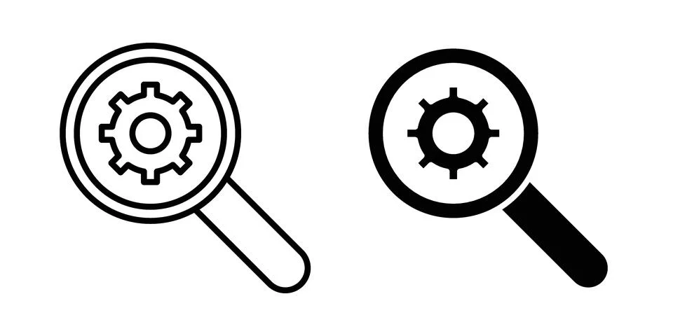 Investigate icon linear versions pack on white background Stock Illustration