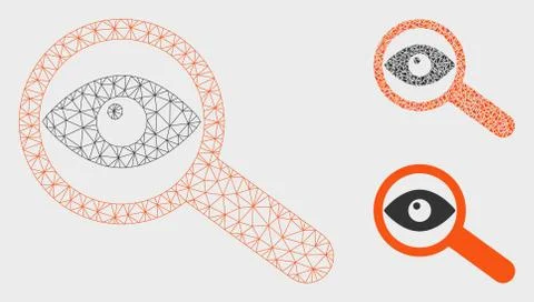Investigate Vector Mesh 2D Model and Triangle Mosaic Icon Stock Illustration