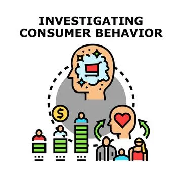 Investigating consumer behavior analysis and market research Stock Illustration