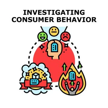 Investigating consumer behavior analysis and market research Stock Illustration