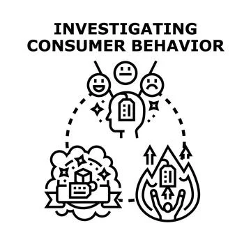 Investigating consumer behavior analysis and market research Stock Illustration