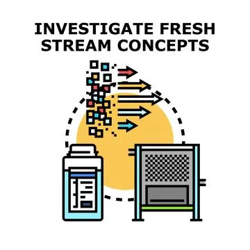 Investigating fresh stream concepts for data analysis Stock Illustration