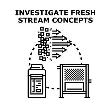 Investigating fresh stream concepts for data analysis Stock Illustration