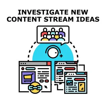 Investigating new content stream ideas for business growth Stock Illustration