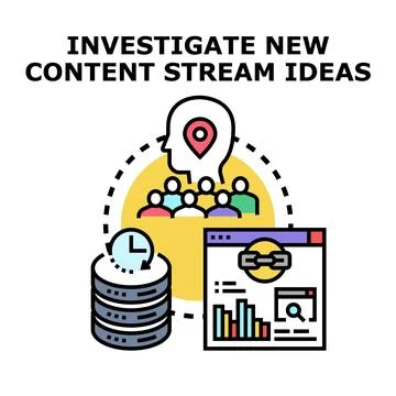Investigating new content stream ideas for digital marketing Stock Illustration