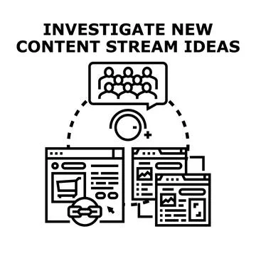 Investigating new content stream ideas for business growth Stock Illustration