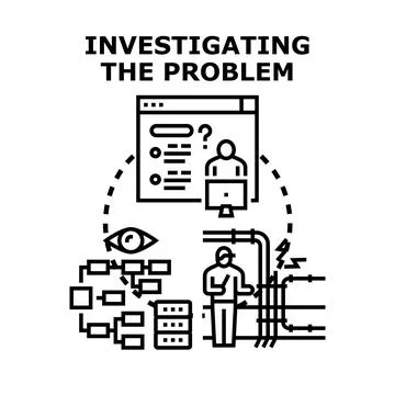 Investigating problem solving, analysis and technical support process Ilustração Stock