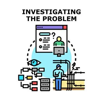 Investigating problem solving, analysis and technical support process Stock Illustration