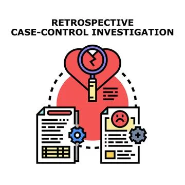 Investigating retrospective case control study with data examination Stock Illustration