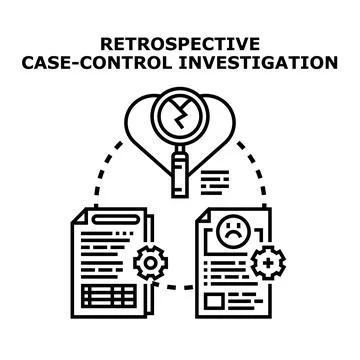Investigating retrospective case control study with data examination Stock Illustration
