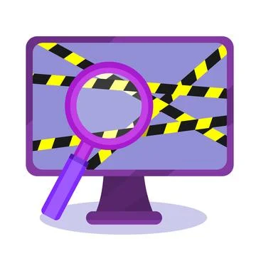 Investigating a security breach. Data screen monitoring vector illustration Stock Illustration