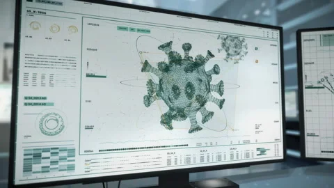 Investigating the structure of the new virus strain. Coronavirus was identified. Stock Footage 278172385