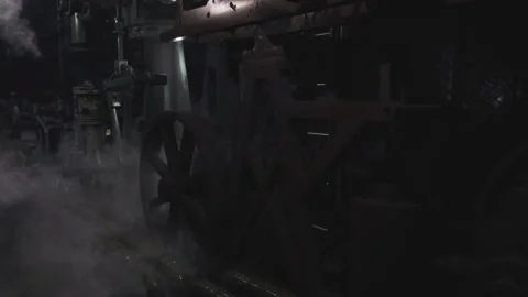 Investigation of abandoned engine space with soot and damage ongoing Stock Footage 338343678