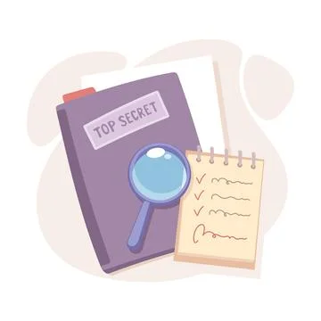 Investigation and Detective Work with Folder and Magnifier Vector Illustration Stock Illustration