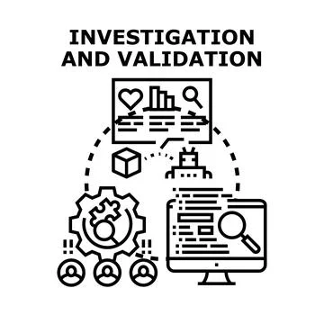 Investigation and validation process for data analysis Stock Illustration