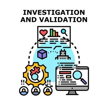 Investigation and validation process for data analysis Stock Illustration