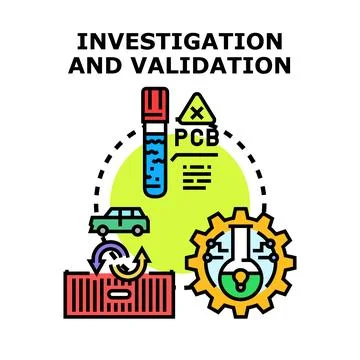 Investigation and validation process diagram concept 스톡 일러스트