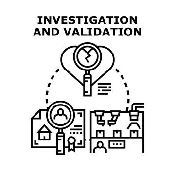 Investigation and validation processes concept illustration Stock Illustration