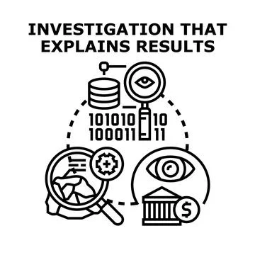 Investigation concept explaining research analysis results process Stock Illustration
