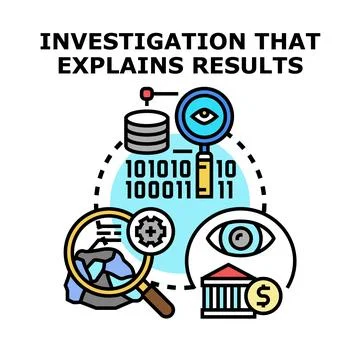 Investigation concept explaining research analysis results process Stock Illustration